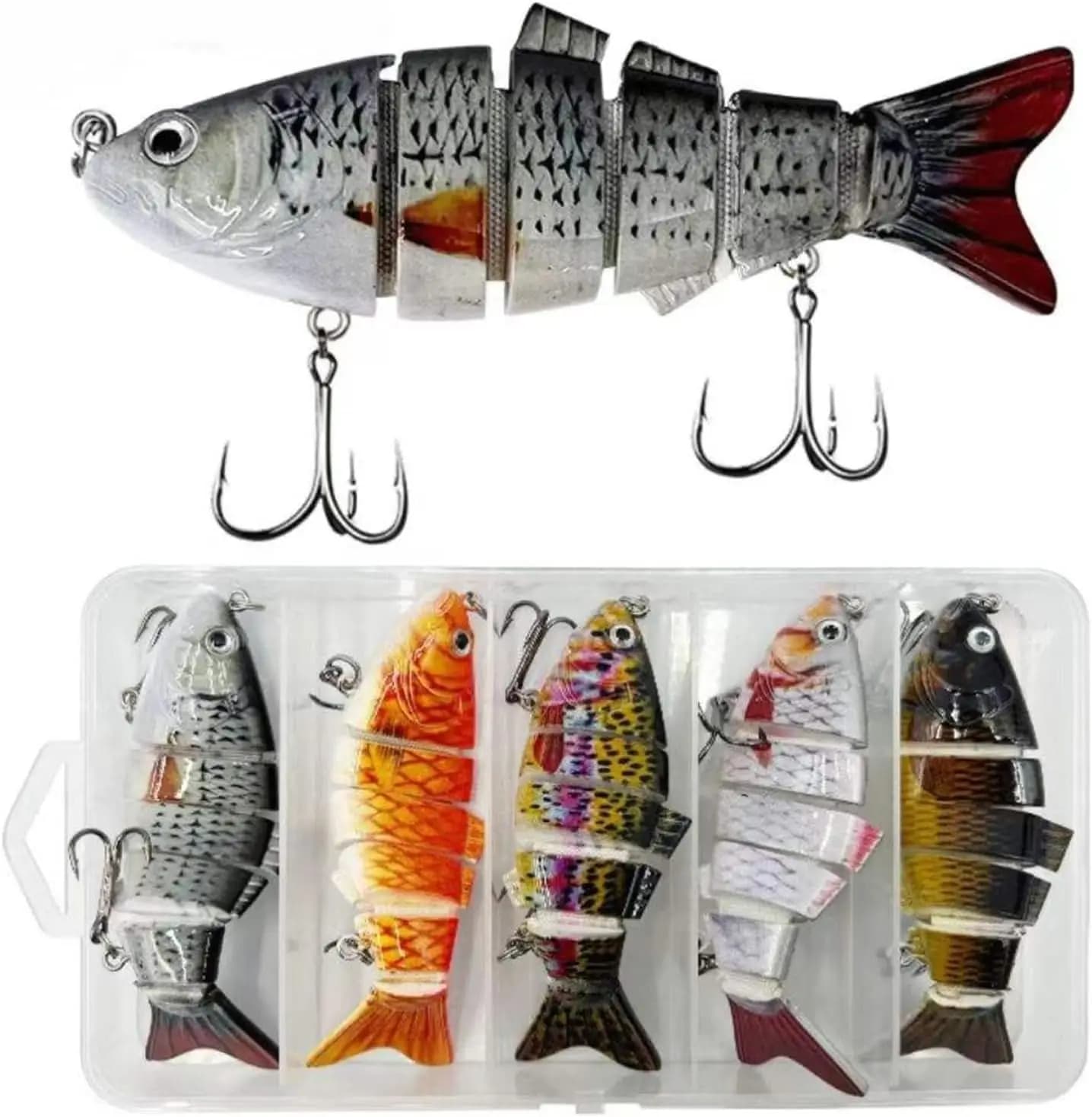 Multi Jointed Swimbaits Lure Kit for Bass Trout Perch Slow Sinking Lifelike Fishing Lures for Freshwater Saltwater Tackle Box