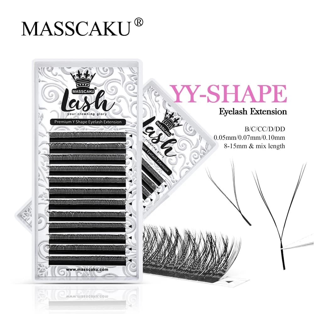 MASSCAKU Tessuto a mano YY Design Net Cross Ciglia finte individuali Super Soft C CC D DD Curl W Style Estensioni ciglia naturali