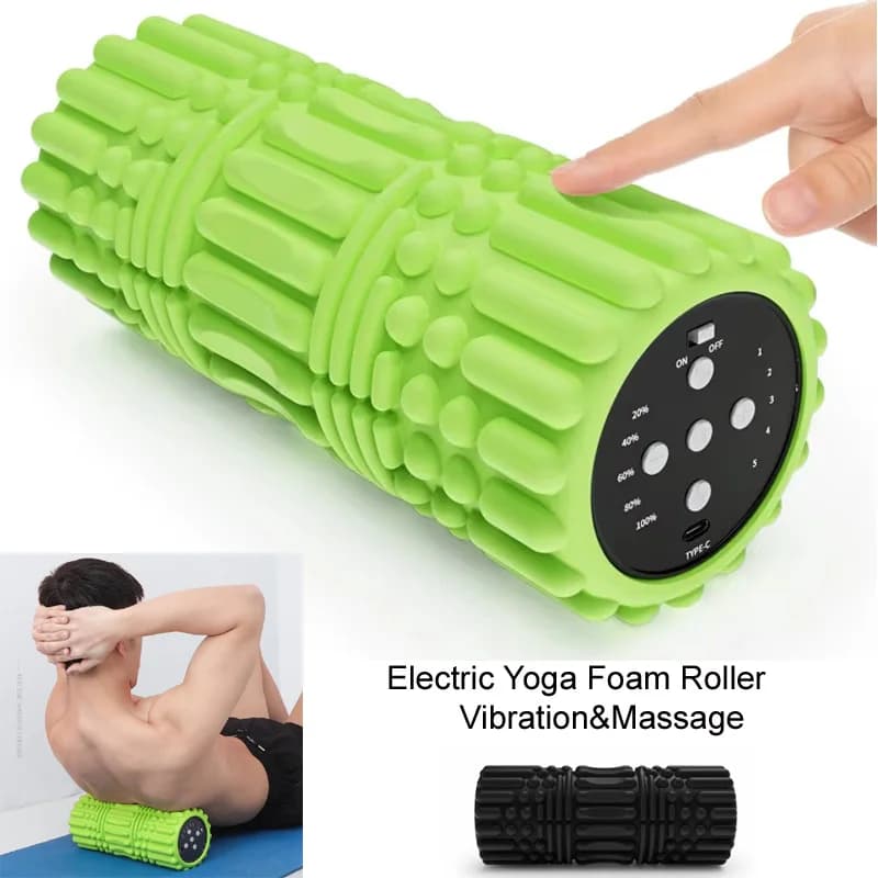 Electric Yoga Foam Roller with Music Speaker 5 Speeds Vibration Physical Therapy Exercise Muscle Deep Tissue Massage Pillow