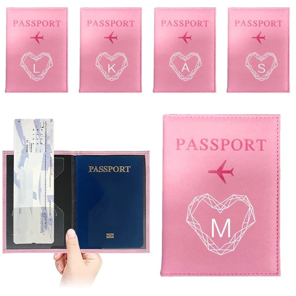Custom Name PU Letter Print Passport Holder Portable Travel Wallet Ticket ID Credit Card Protective Airplane Cover