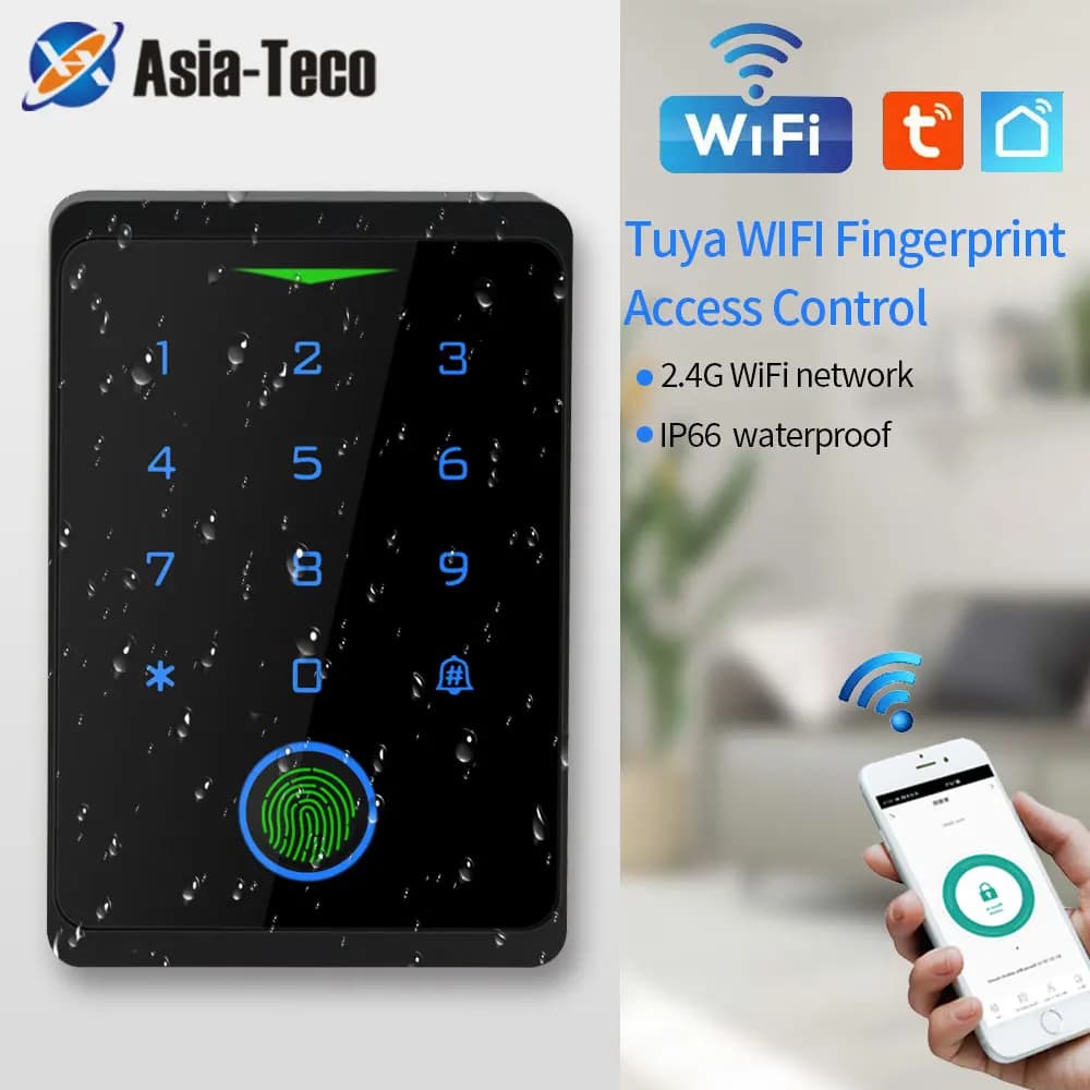 Tuya APP Serratura IP66 Impermeabile Keyless Biometrico WIFI Controllo accessi Tastiera autonoma Impronte digitali EM RFID Card Porta d'ingresso