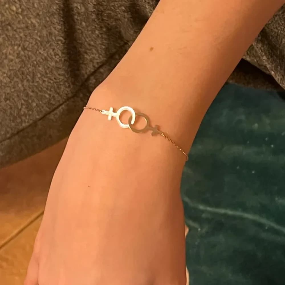 Bracciale LGBT lesbico femminile con doppio simbolo di venere bracciale per donna bracciale per ragazze gioielli in acciaio inossidabile sorella
