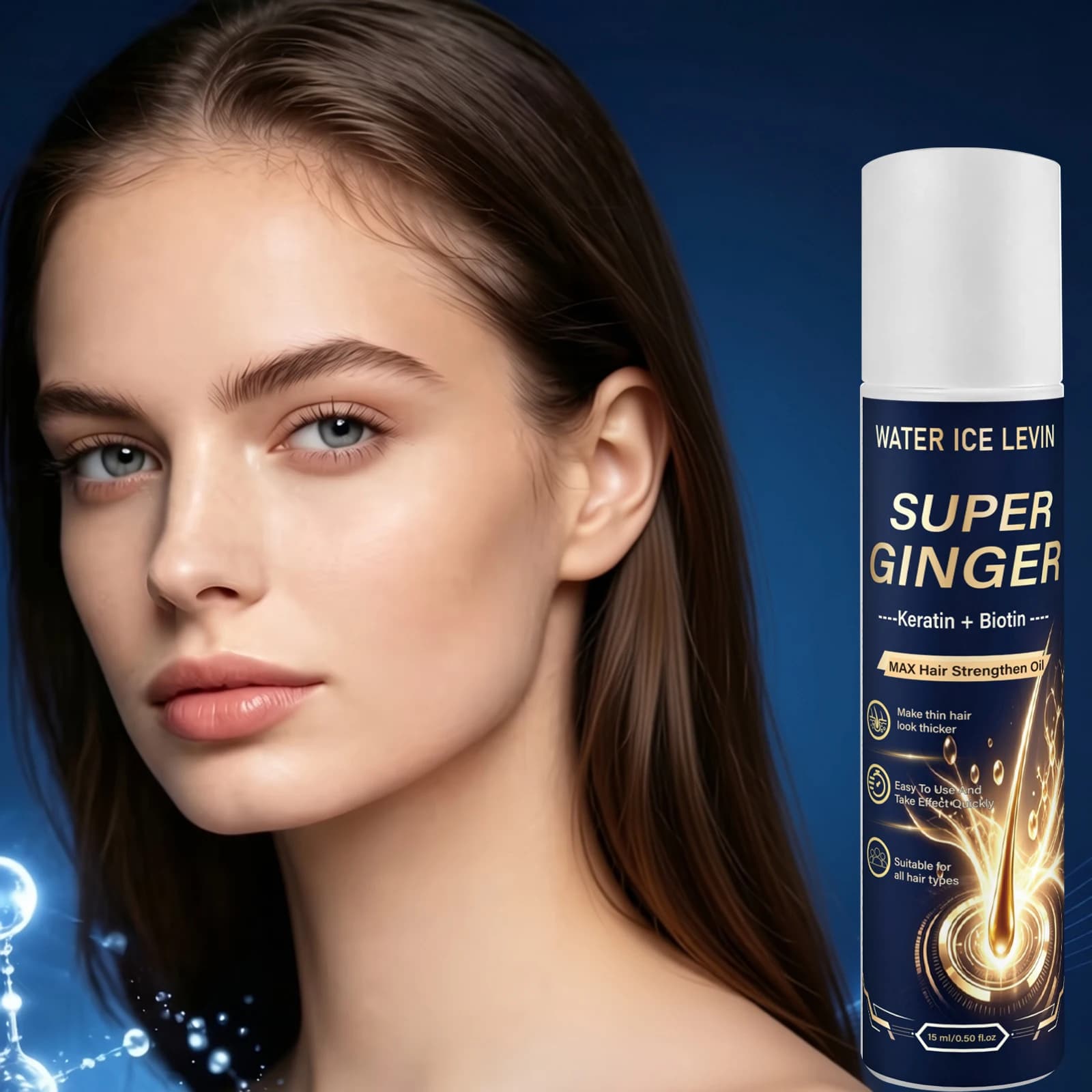 Water Ice Levin Keratin Biotin Ginger Hair Oil Strengthening Nourishing Smoothing Treatment For All Hair Types 15ml
