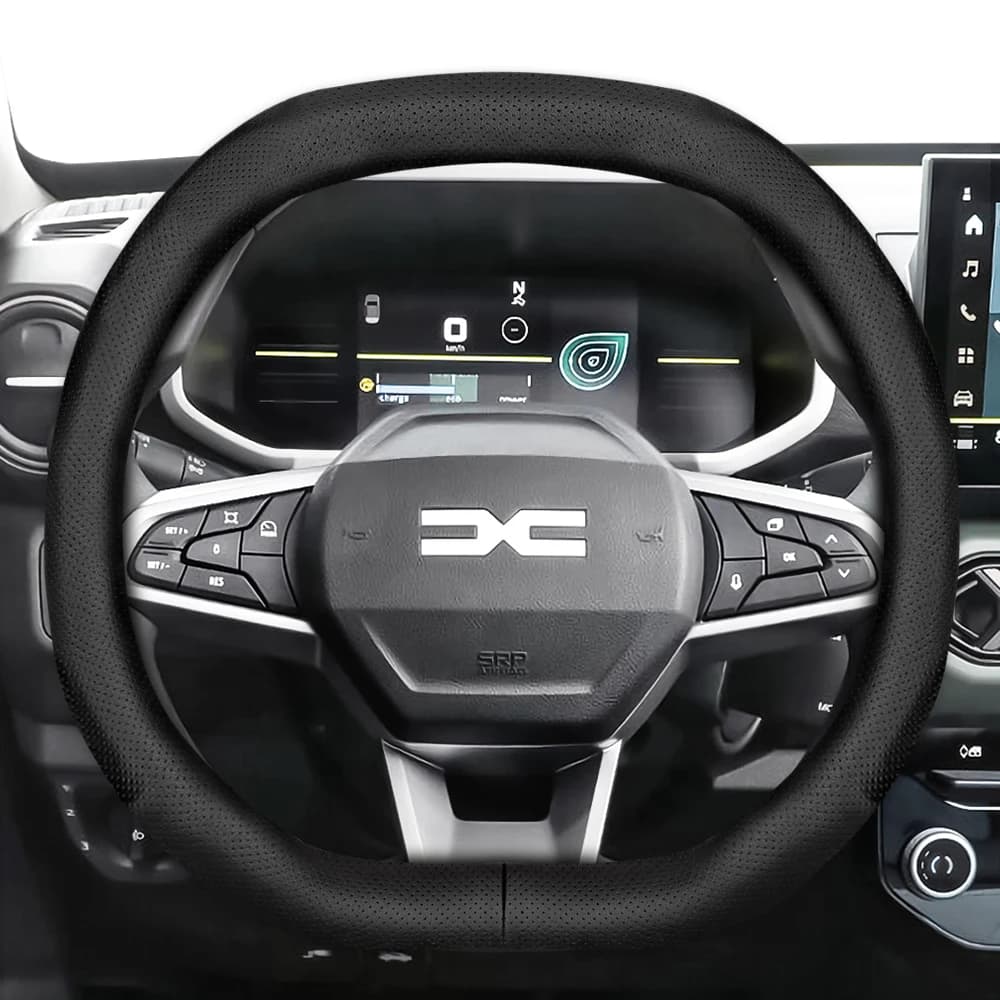Coprivolante in Pelle Traforata Traspirante per Dacia Sandero Stepway Duster Jogger Bigster Spring Electric Rosso