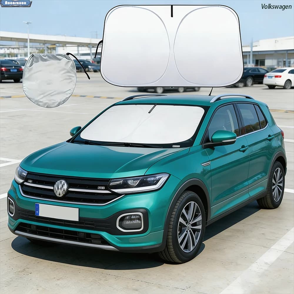 Car Windshield Sun Shade For Volkswagen T-Cross TCross 2019-2023 Sunshade Sun Visor Protector Foldable Blocks UV Rays