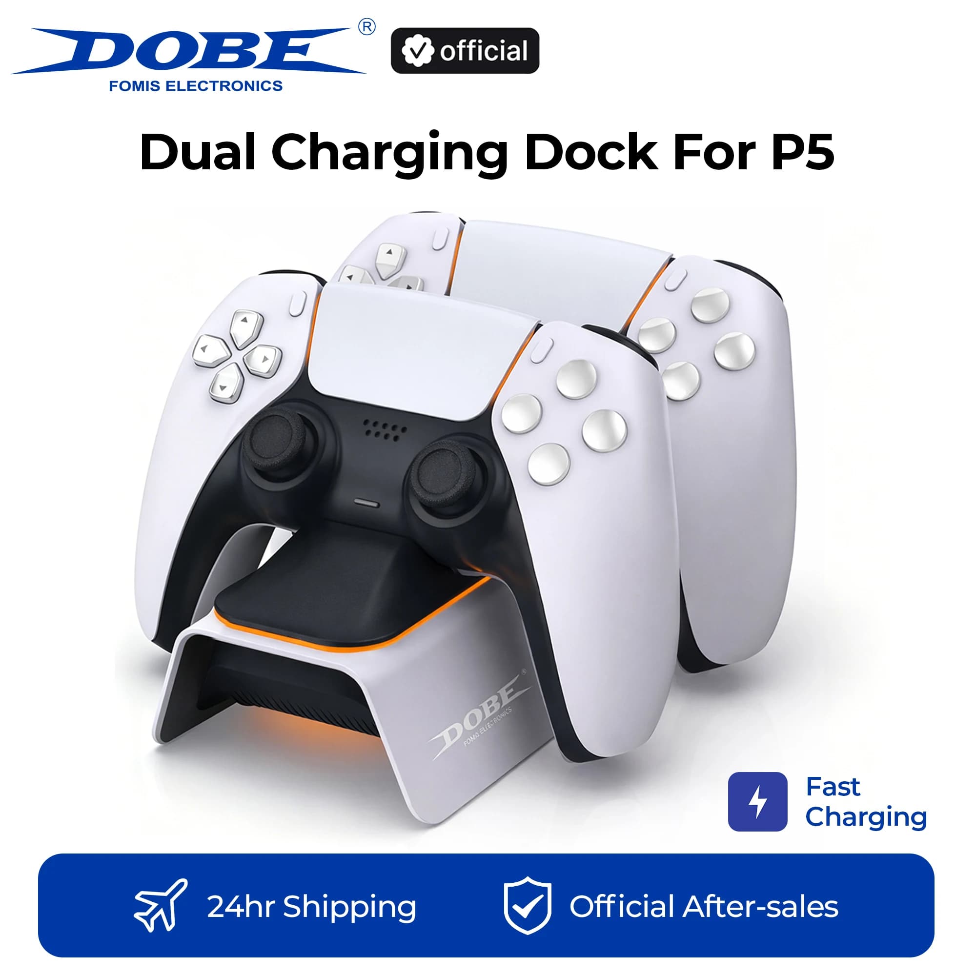 Stazione di ricarica DOBE per doppio controller P5 - Base di ricarica rapida per gamepad Playstation 5, con indicatore luminoso.