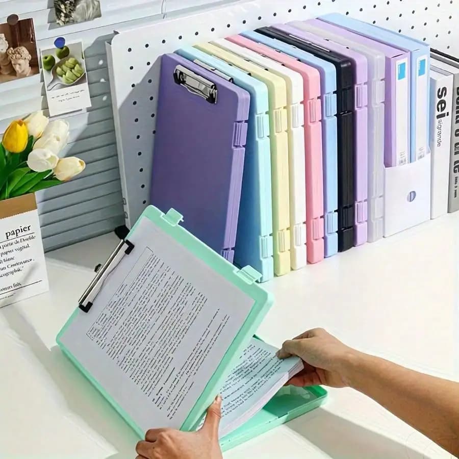 2-piece colored folder holder box, test card holder box with lateral opening, suitable for storing and organizing specification to students