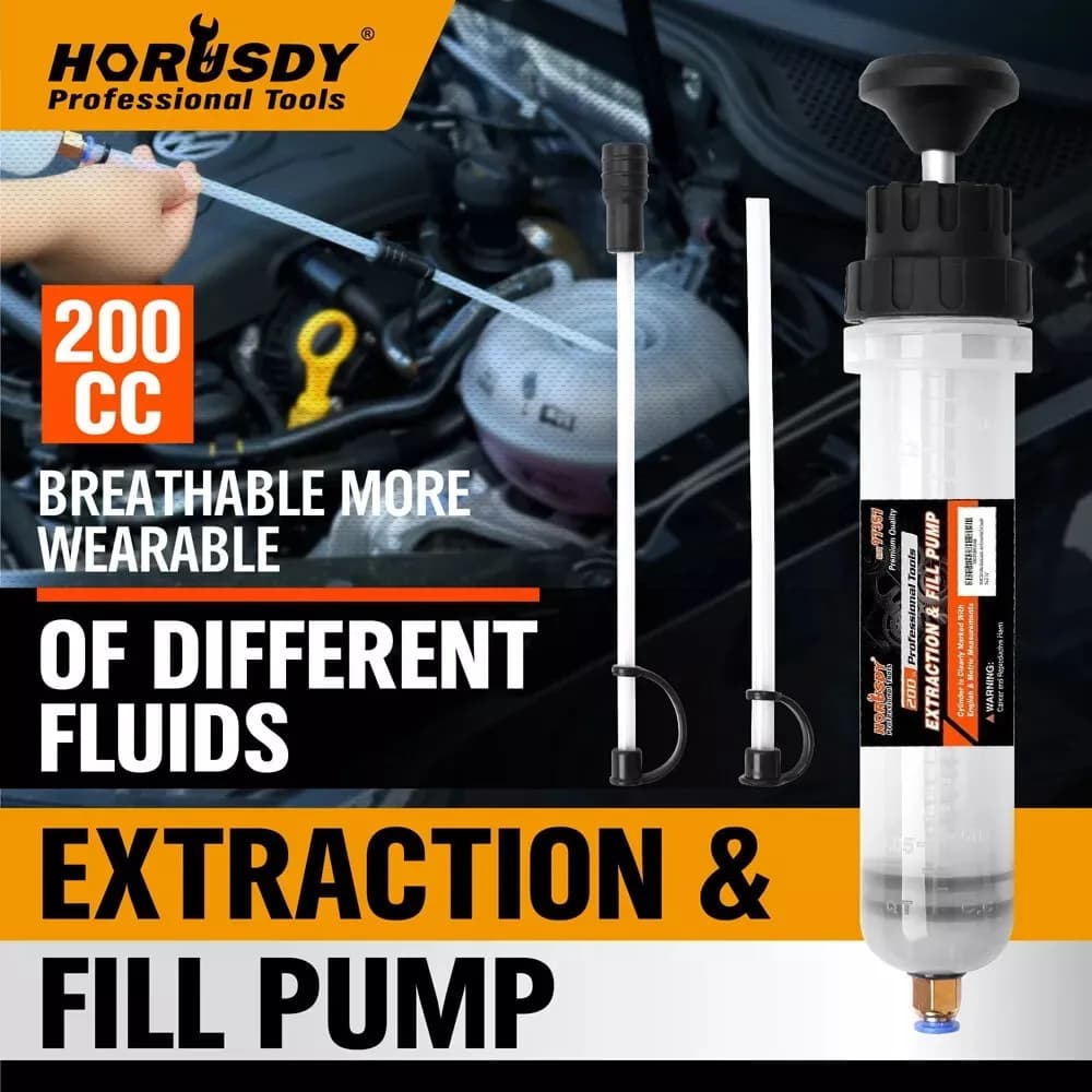 HORUSDY Pompa per estrattore di fluidi per olio esausto da 200 cc Aspirazione manuale Vuoto Carburante Trasferimento auto Nuovo