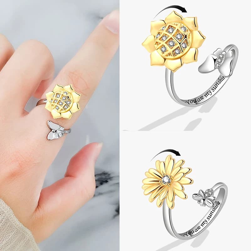 Moda Insetto Farfalla Fiore Ansia Rilassante Ruota Libera Anelli Per Le Donne Agitarsi Anello Spinner In Metallo Anelli De Ansiedad
