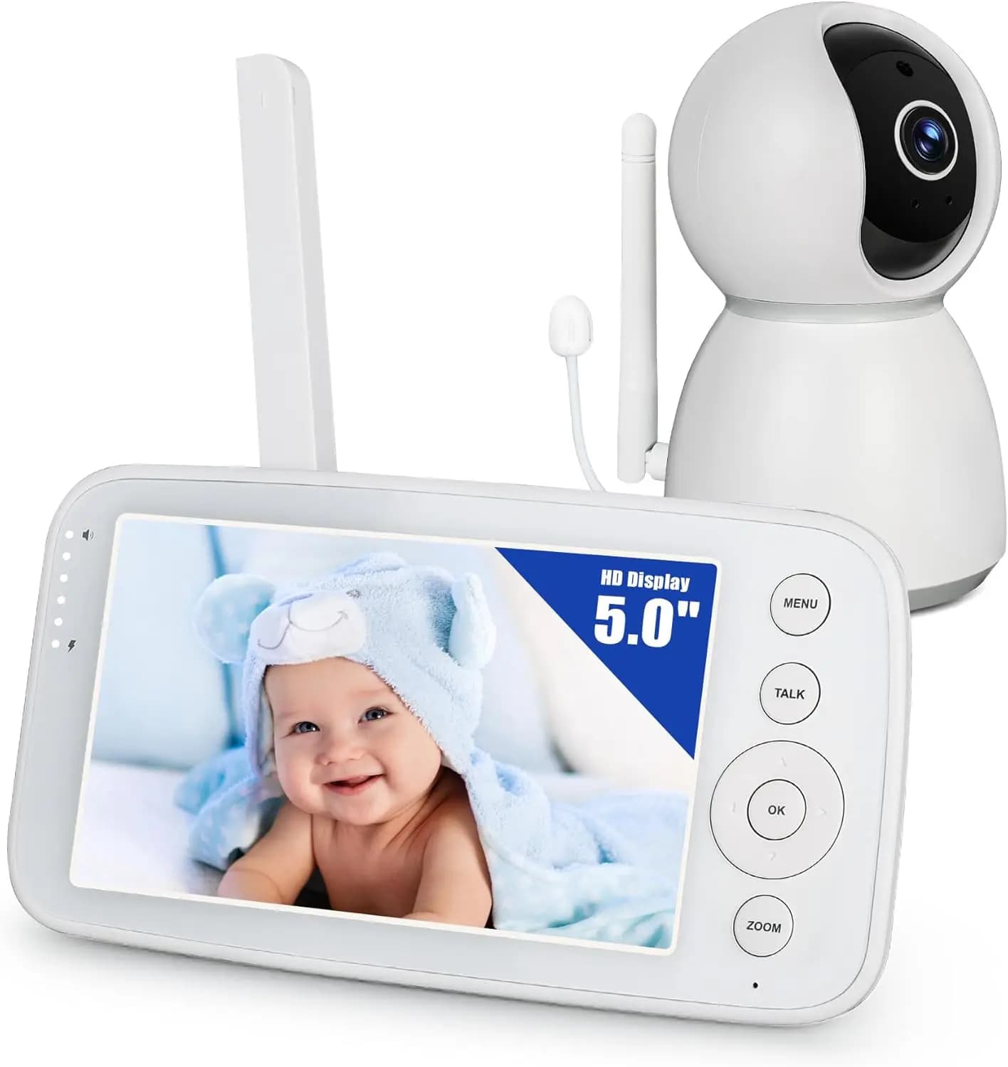 BM505 Baby Monitor Camera Audio 5 "schermo 28 ore batteria videocamera visione notturna 2-Way Talk ninne nanne BB Nanny Security Cam