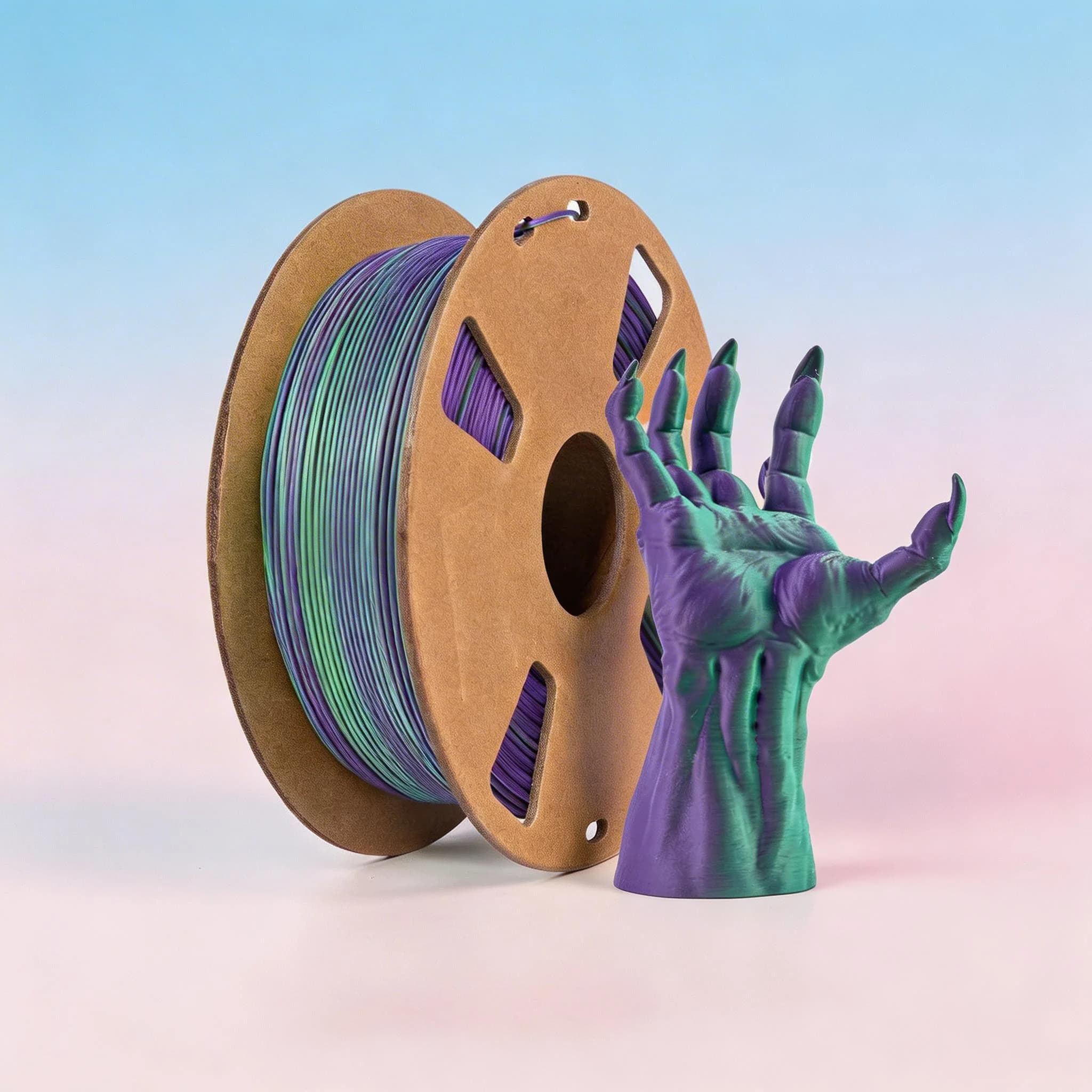 Matte PLA 3D Printer Filament - Dual Color Green Purple Filament, Smooth Finish Color Change 3D Printing Filament 1.75mm,1KG
