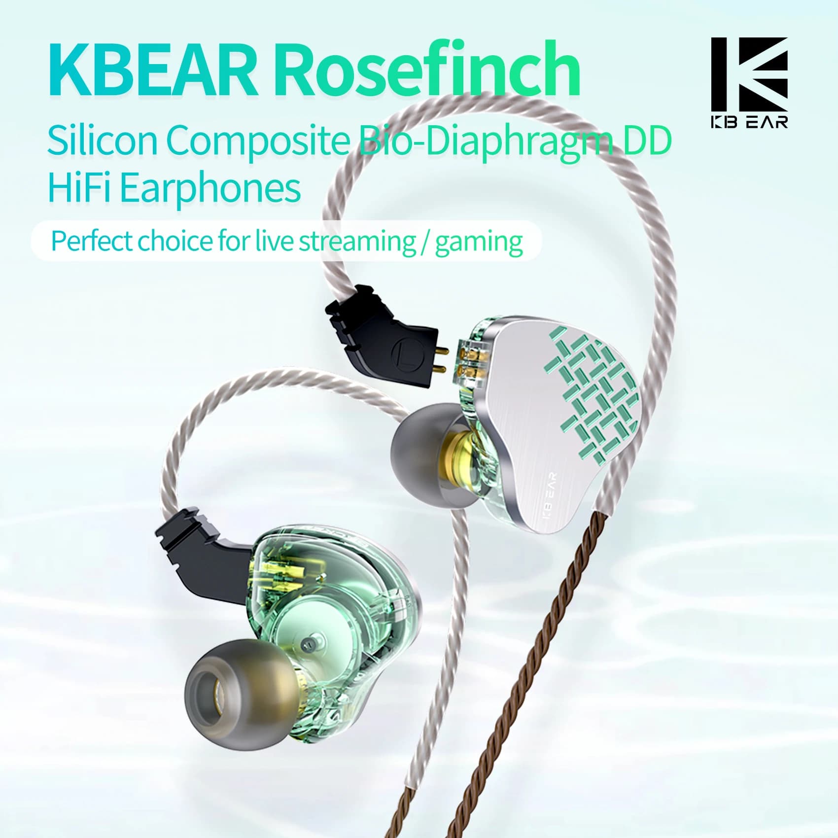 KBEAR Rosefinch 3.5mm/Typec 10mm DD In Ear Monitor HiFi Cuffie dinamiche OFC Auricolari cablati Cuffie musicali KS1 Lark Cuffie