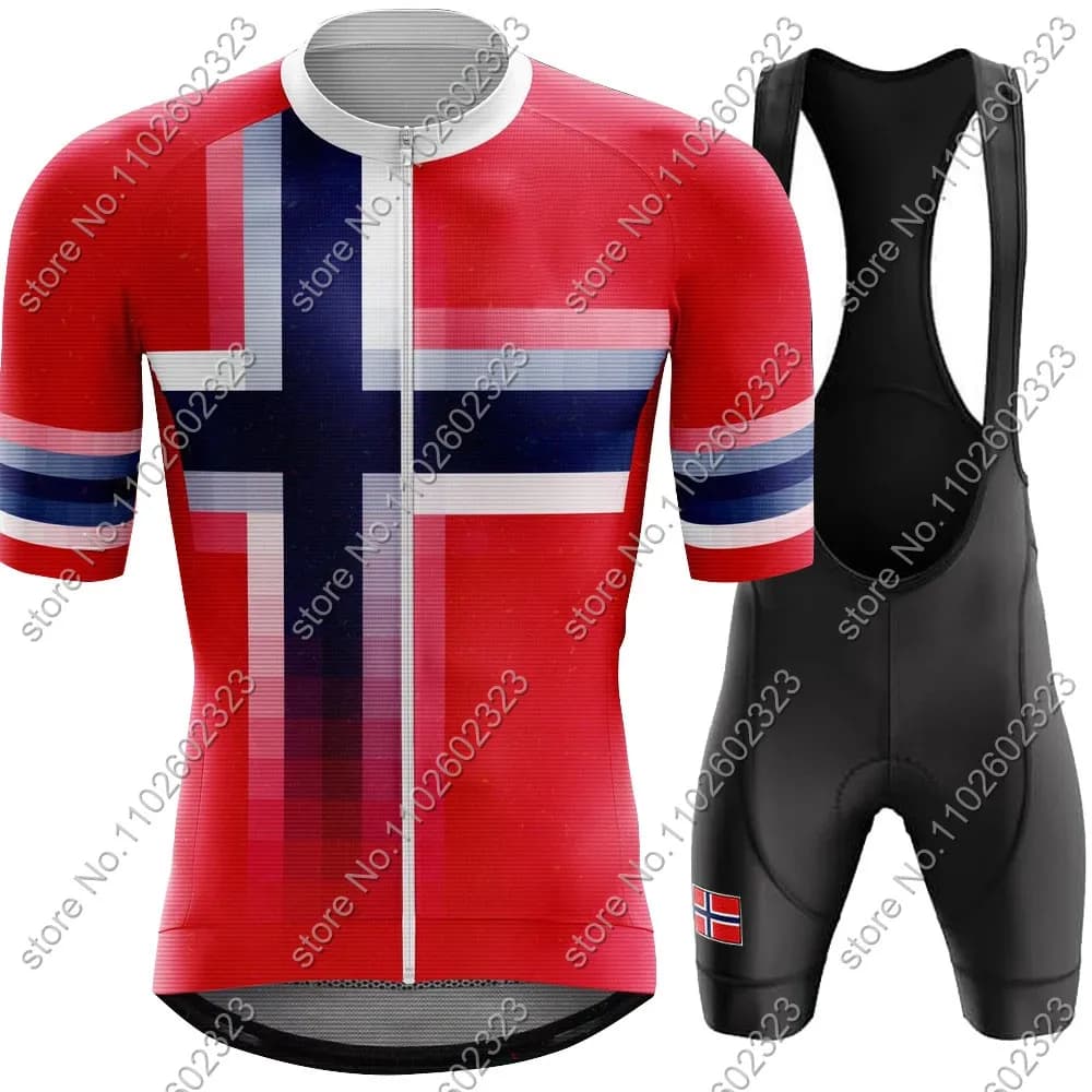 2024 Norwegian cycling jersey national team Set summer cycling clothing road bike shirts cycling suit shorts with MTB Maillot straps