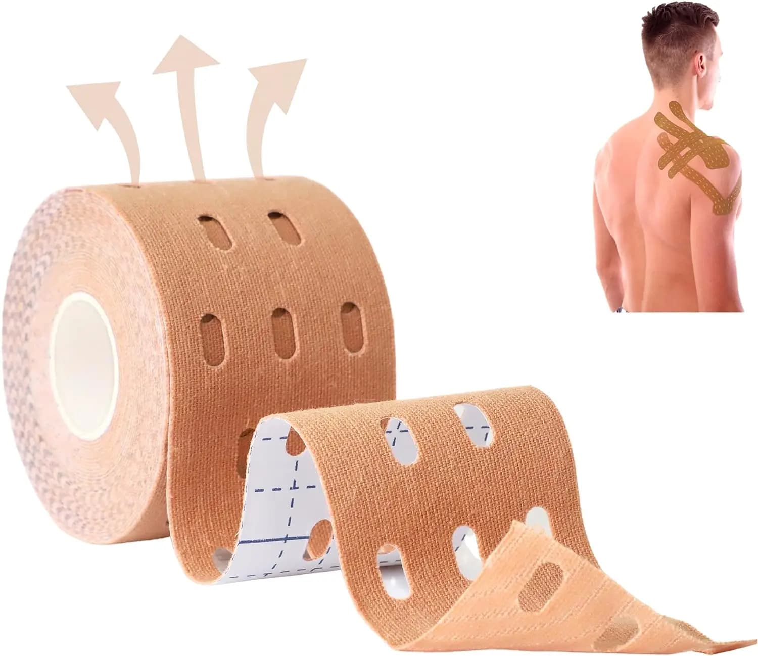 Nastro Kinesiologico Elastico Medico per Supporto Muscolare, Lesioni, Sollievo dal Dolore di Caviglie, Polsi e Ginocchia 5CMx5M