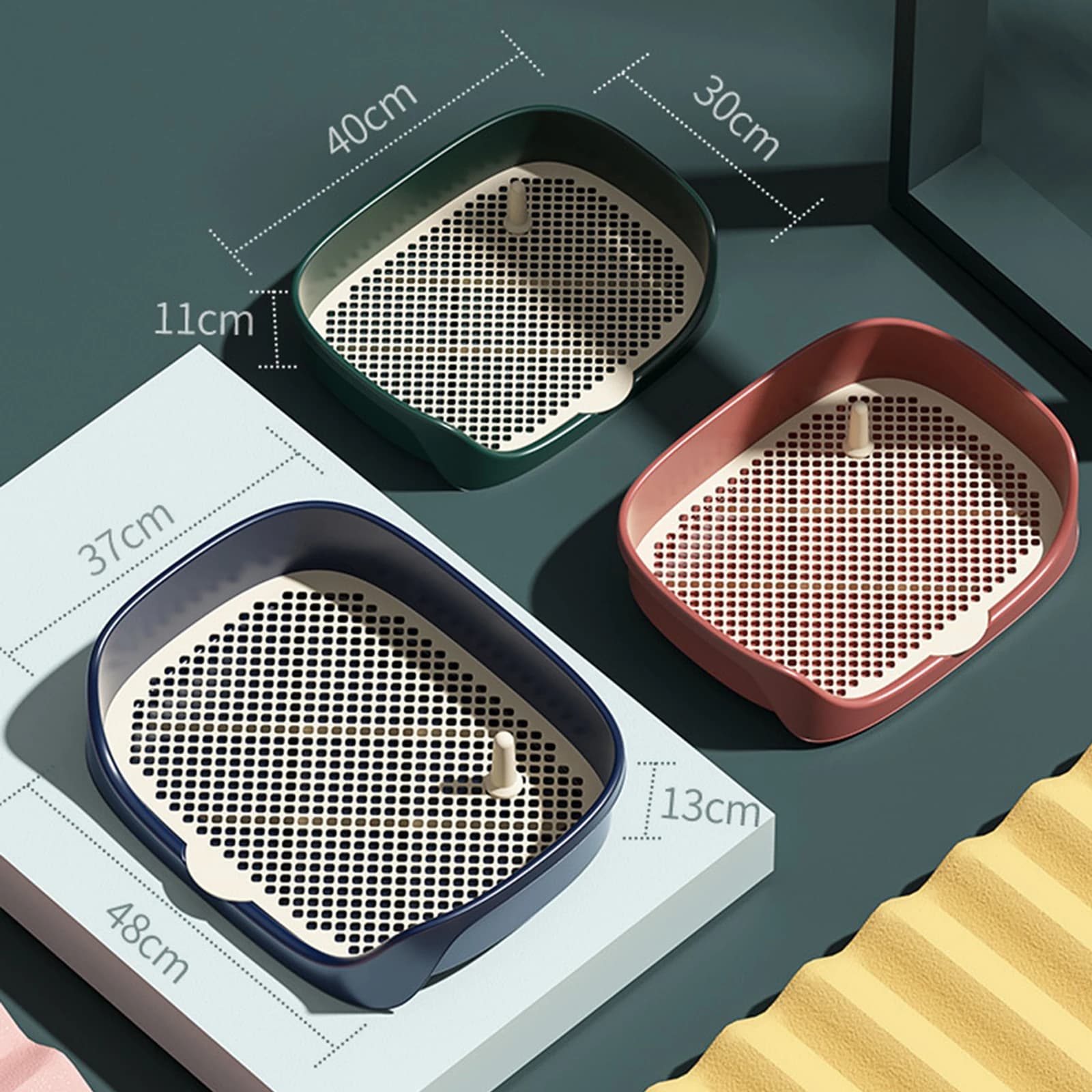 Toilette per cani da compagnia per gatti Portatile per interni ed esterni con protezione da parete Supporto per assorbente Lavabo Lettiera Box Trainer Corne