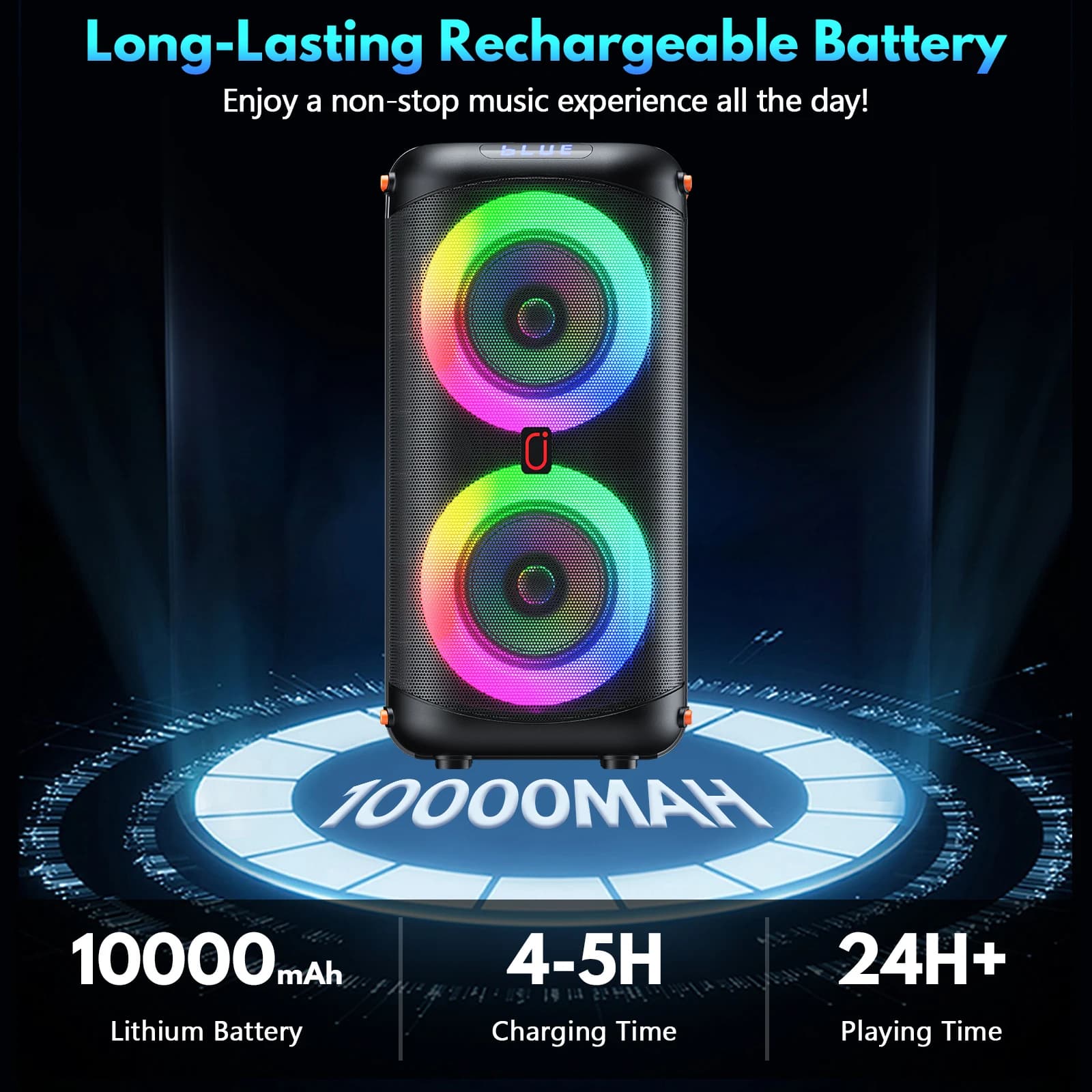 Altoparlante Bluetooth wireless FanFun, macchina per karaoke con 2 microfoni, altoparlante per feste karaoke domestiche con luce LED/batteria da 6000 mAh