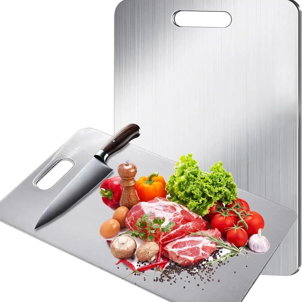 Tagliere in titanio, tagliere da cucina, tagliere in titanio alimentare bifacciale, utilizzato per tagliare carne, frutta e