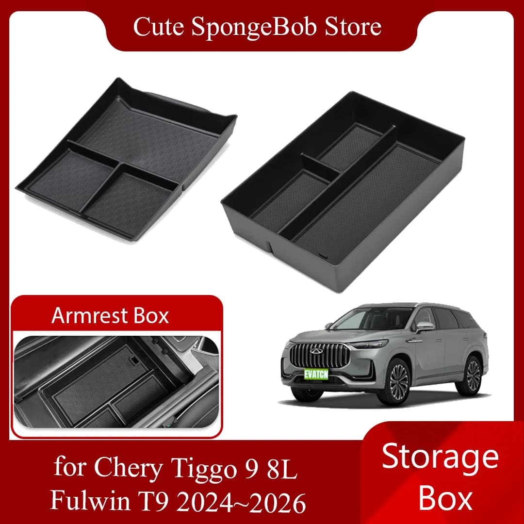 Scatola portaoggetti per auto per Chery Tiggo 9 8L Fulwin T9 2024 ~ 2026 2025 Portabicchieri Bracciolo Console centrale Organizer Vassoio Scaffale Accessori