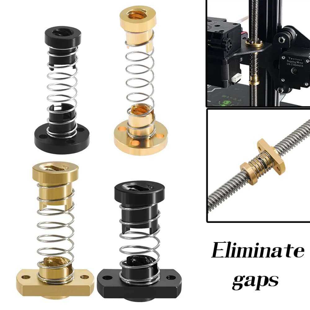 T8 Vite anti-gioco Dado in ottone Piombo 2mm 8mm Elimina la ghiera Dadi POM per stampante 3D Ender3 CR10 Acme Asta filettata