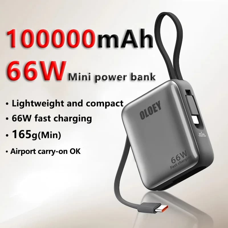 66W 100000mAh Power Bank Ricarica rapida PD 22W Mini PowerBank portatile per iPhone 17 16 15 Xiaomi Caricabatteria esterno