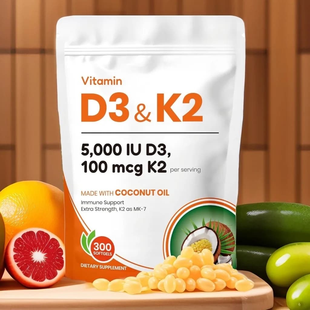 Corefeel Vitamin D3 K2, 2-in-1 supplement of Vitamin D and K with Coconut Oil, Supports Calcium Absorption and Bones Health, Easy to Absorb