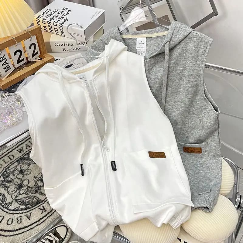 2026 Niche New Spring and Autumn Vest Male Vitality Fashion Good-looking Trends Simple Jugendstil Sleeveless Daily Sweatshirt