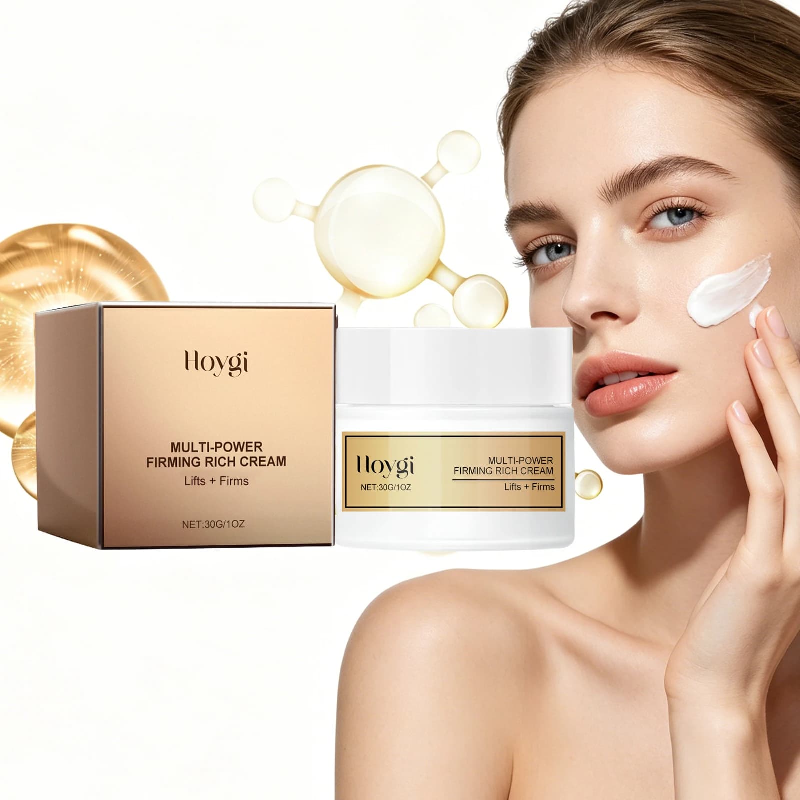 Crema Rassodante Viso, Riduce le Rughe Sottili, Leviga le Rughe, Idratante con Acido Ialuronico, Crema Viso Nutriente e Idratante al Collagene