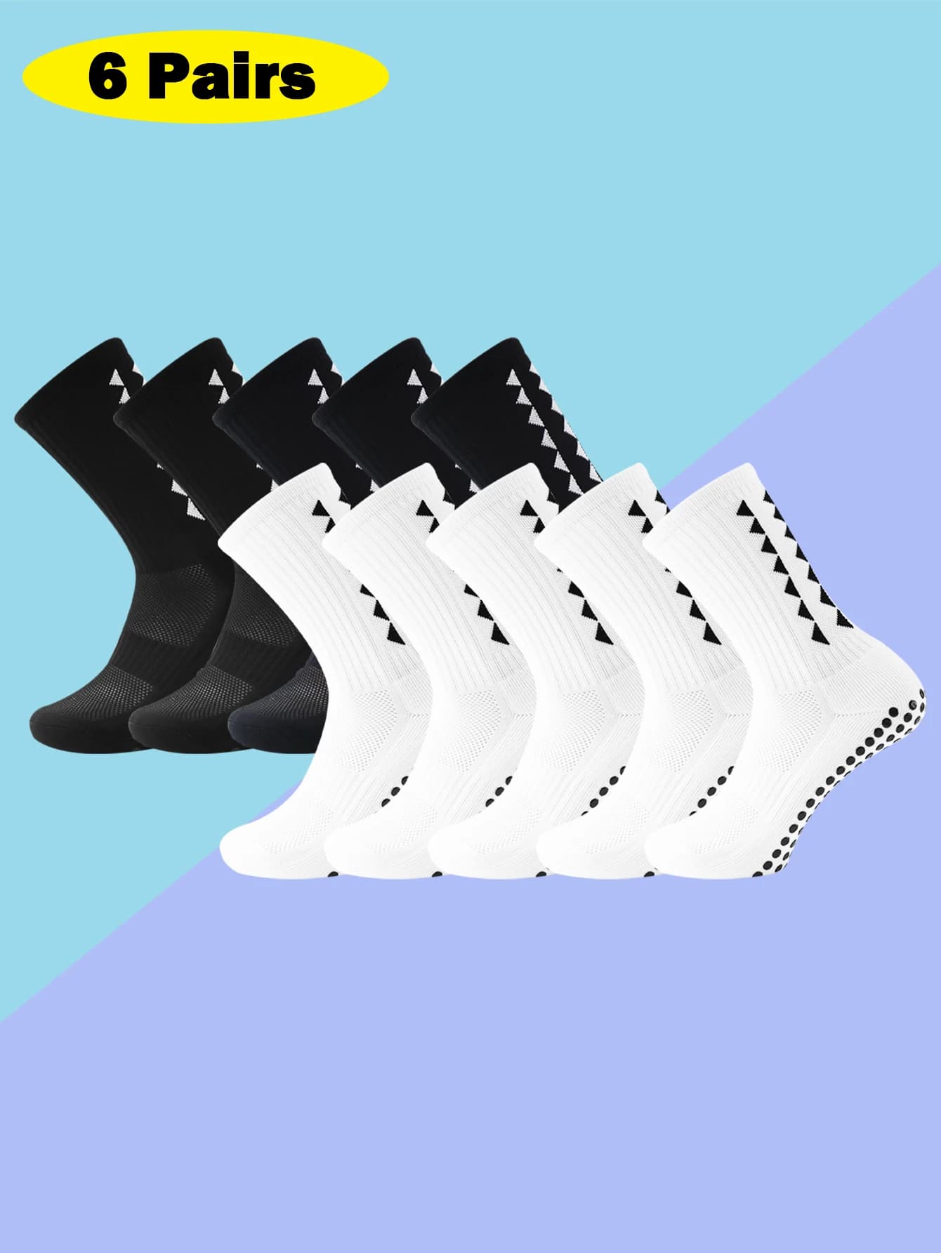 6 pairs of football socks for men and women, sports socks with towel bottom, rugby, football, cycling, running, exercise, sports socks