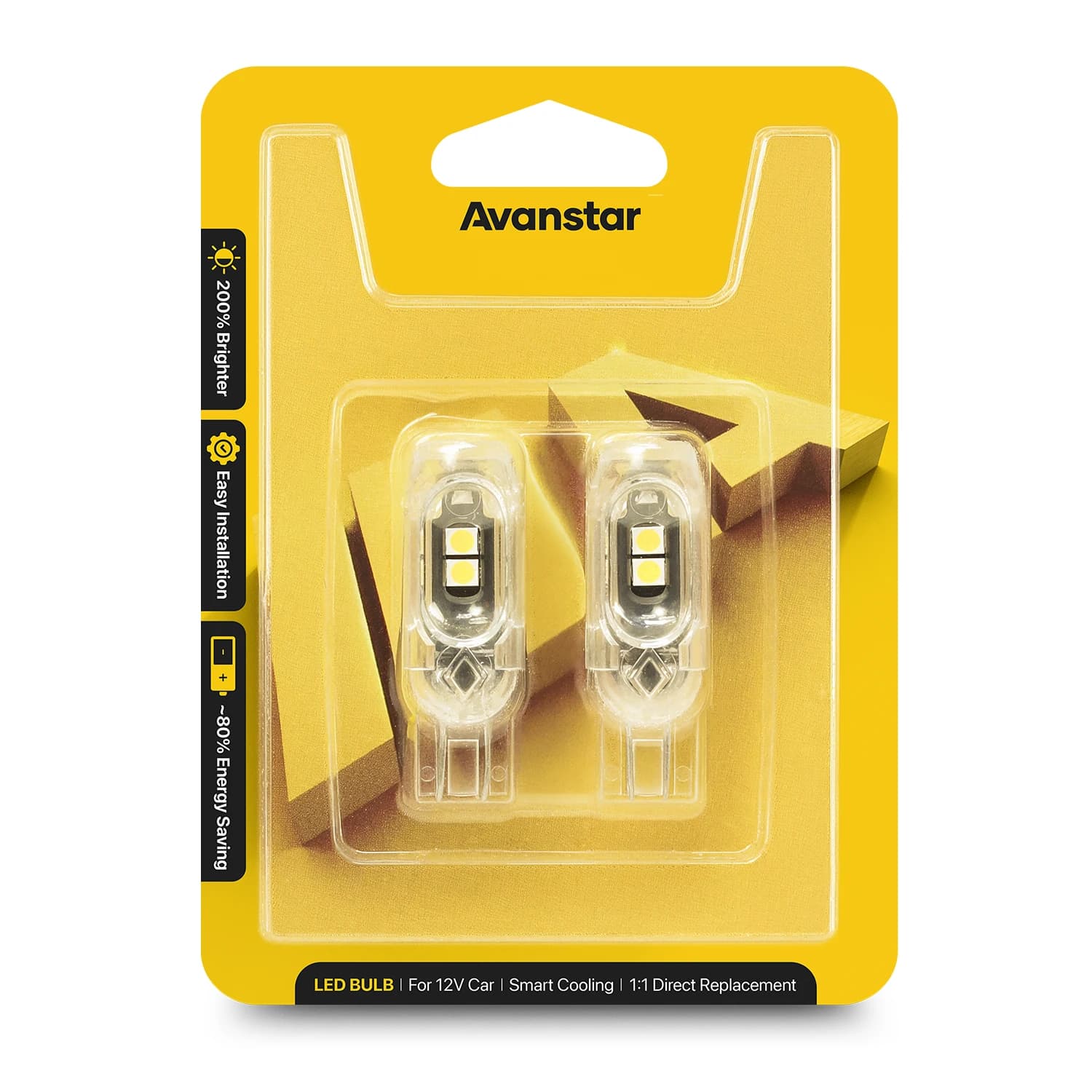 Avanstar 2 Pezzi 5 LED T10/W5W Lampadina Lampeggiante per Segnalazione Auto, Luce Targa e Bagagliaio