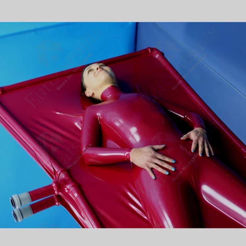 Latex fetish hood guanti in lattice reduct Bag fetish latex body sexy bed Vacuum Bed restraint body sexy