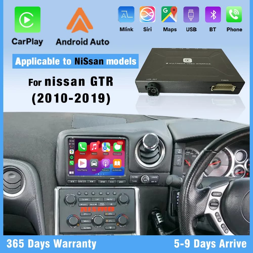 Wireless CarPlay for Nissan GT-R 2010-2019 Support Android Auto Car Reader GPS Navigation Mirror Link Camera Reverse Plug Play