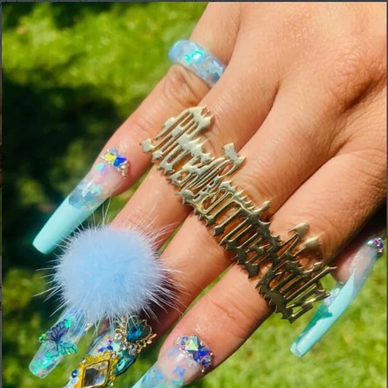 Anello a nocca in acciaio inossidabile Anello personalizzato con nome a tre dita Anello fatto a mano personalizzato per regalo di gioielli da donna per la fidanzata