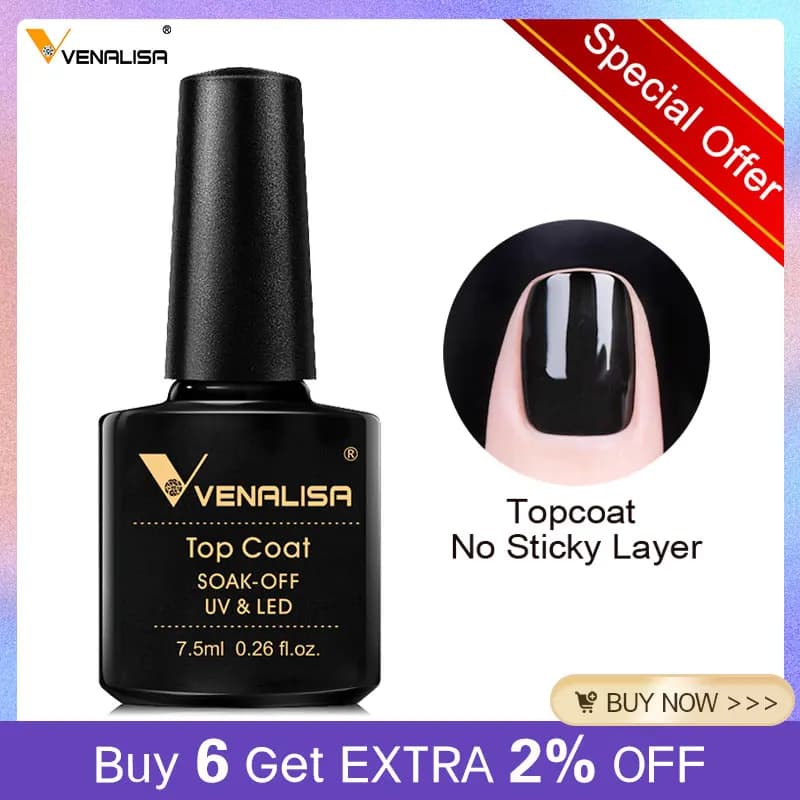 VENALISA Not Cleansing Topcoat Nail Art 7.5ml Soak off Base Coat Foundation No Wipe Top Coat Nail Gel Fun Bunny Gel Paint