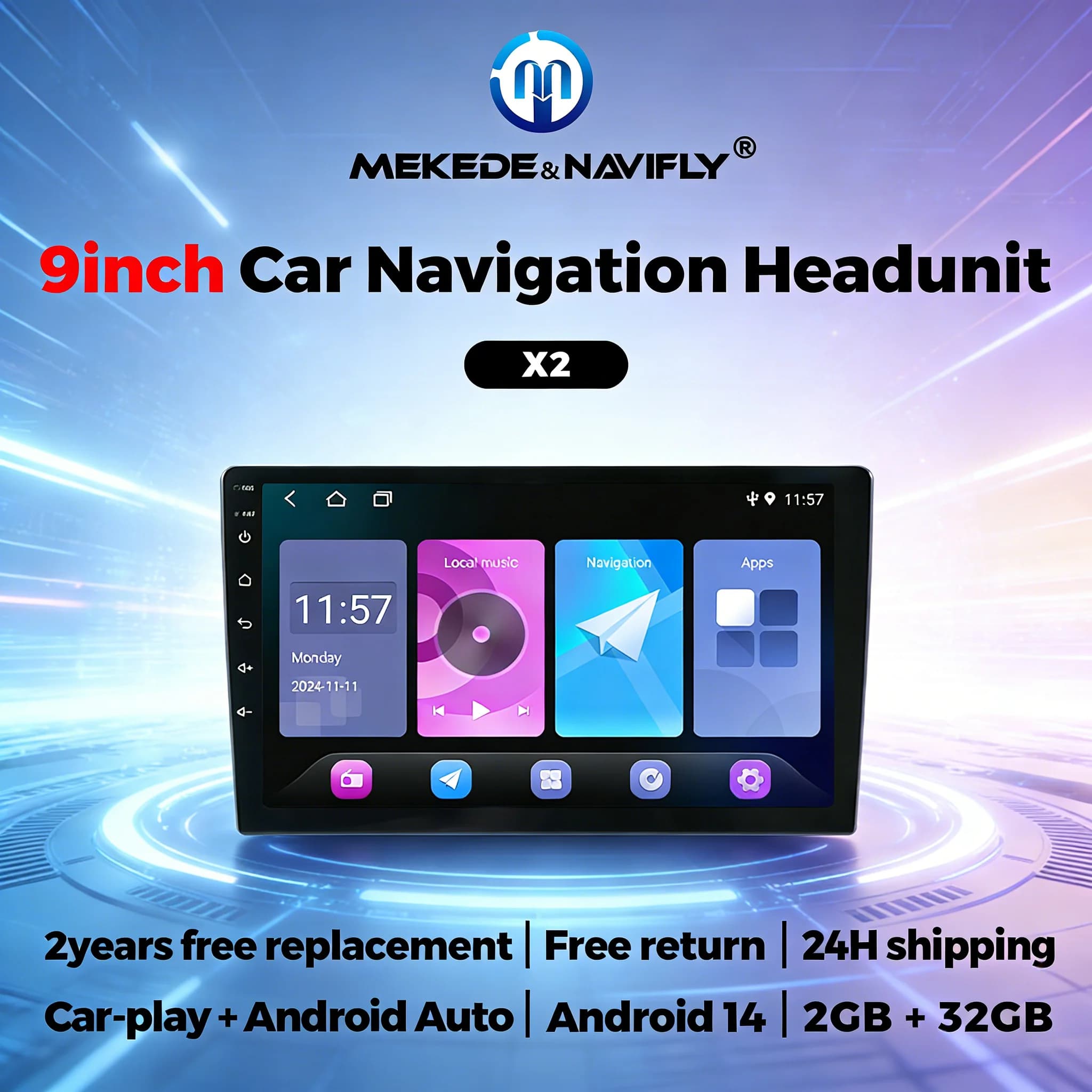 NaviFly Autoradio 2 Din Android Carplay Universal 9" 10" Multimedia Reader For Nissan Honda Toyota Lada Volkswagen Hyundai