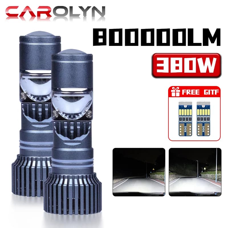 Proiettore LED H4 da 380 W Mini lampadine per fari per auto Bi-LED Mini lenti per proiettori H4 Faro abbaglianti e anabbaglianti LED H4 per motori di auto