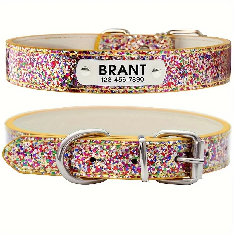 Customized Personalized Leather Dog Collar with Pet ID Tag Pendant Heavy Duty Engraved Nameplate for Cats And Dogs