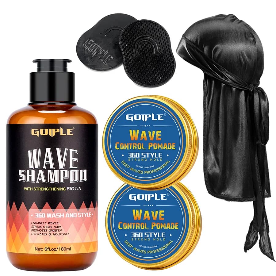Shampoo ondulato da 180 ml per uomo di piccole dimensioni Crema di cera anti-crespo Styling a strati Spazzola per pomata per capelli Cappello da pirata Prodotto per la cura della pulizia profonda