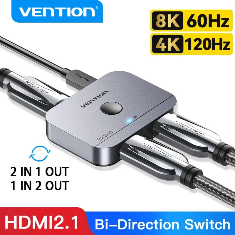 Vention HDMI 2.1 Splitter 8K 60Hz 4K 120Hz per TV Xiaomi Xbox Series X PS5/4 Monitor compatibile HDMI Proiettore Switcher HDMI 2.1