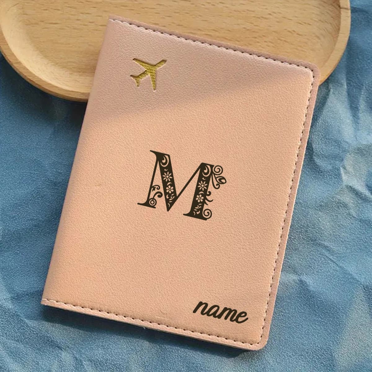 Personalized Pink Passport Holder Featuring Stylish English Alphabet, Travel Document Organizer, Travel Gear, Passport Pouch