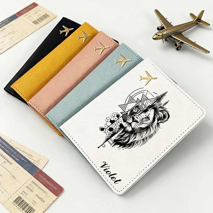 Custom Engraved Name Passport Holder Foldable Lightweight Durable Travel Accessory Unisex Gift for School Outdoor Vacation