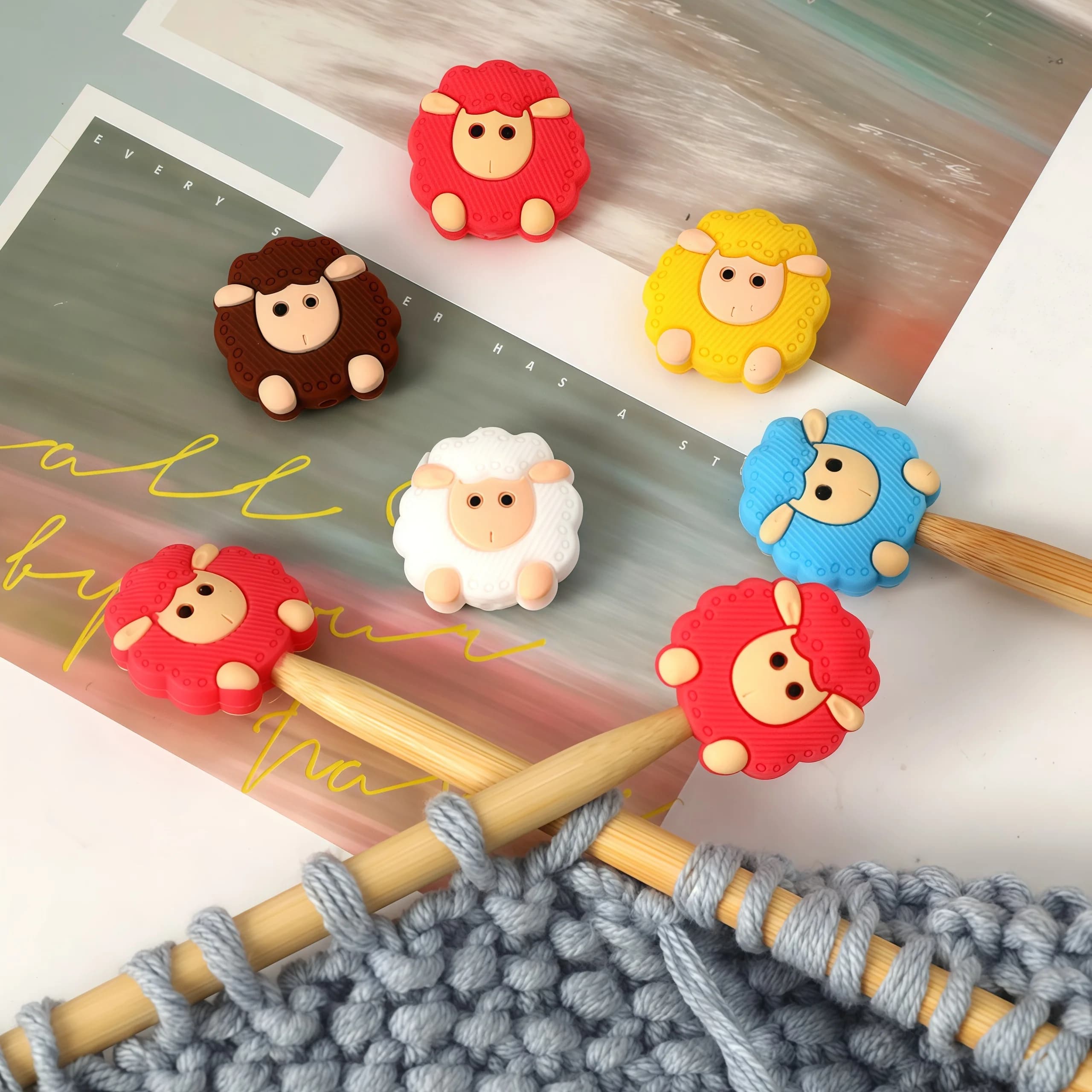 New DIY Sheep-shaped Silicone Knitting Needle Stoppers – Anti-Shedding Protective Caps