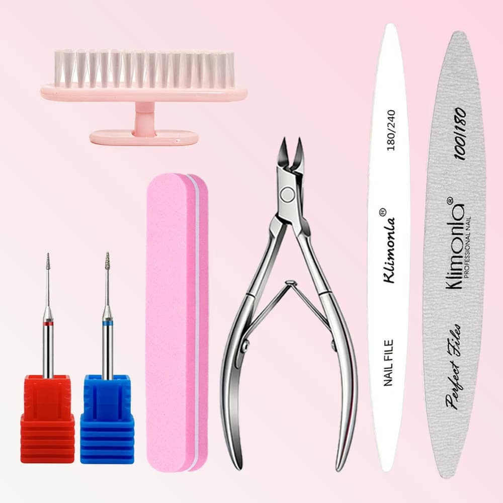 Set Professionale 7 Pezzi per Manicure: Lime per Unghie, Lucidatura, Levigatura, Buffer, Strumento per Pedicure, Spingicuticole, Pennelli per Unghie e Accessori