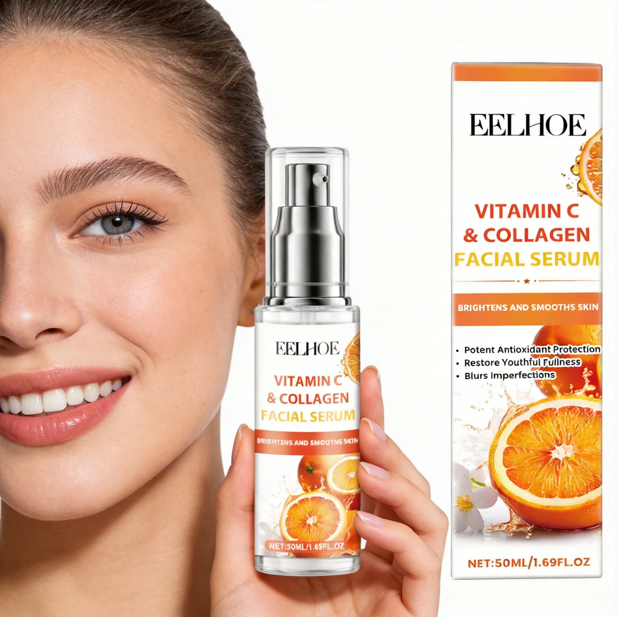 EELHOE 50ML Collagen face serum with vitamin C Deep hydration Skin reduces melanin daily care anti-wrinkles and firming