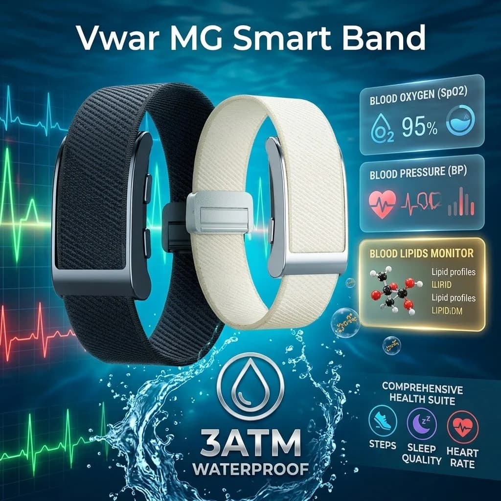 VWAR Screen-free Smart Band SOS Real Time GPS Blood Pressure Blood Oxygen Health Monitor Fitness Tracker Band For Men Women 2026