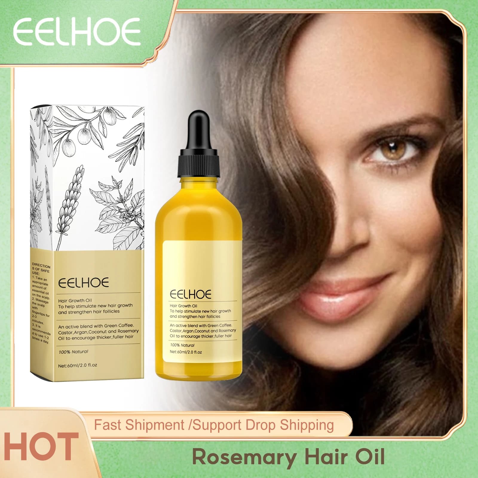 EELHOE rosemary oil for hair original treatment scalp Anti crespo repair damaged hair oil nourishing serum smoothing for smooth hair