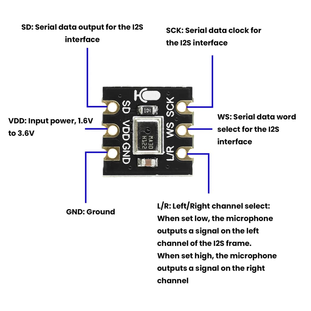 Nuovo Microfono Omnidirezionale Ms4030 Compatibile con Inmp441, MEMS ad Alta Precisione, Basso Consumo Energetico, I2S per ESP32