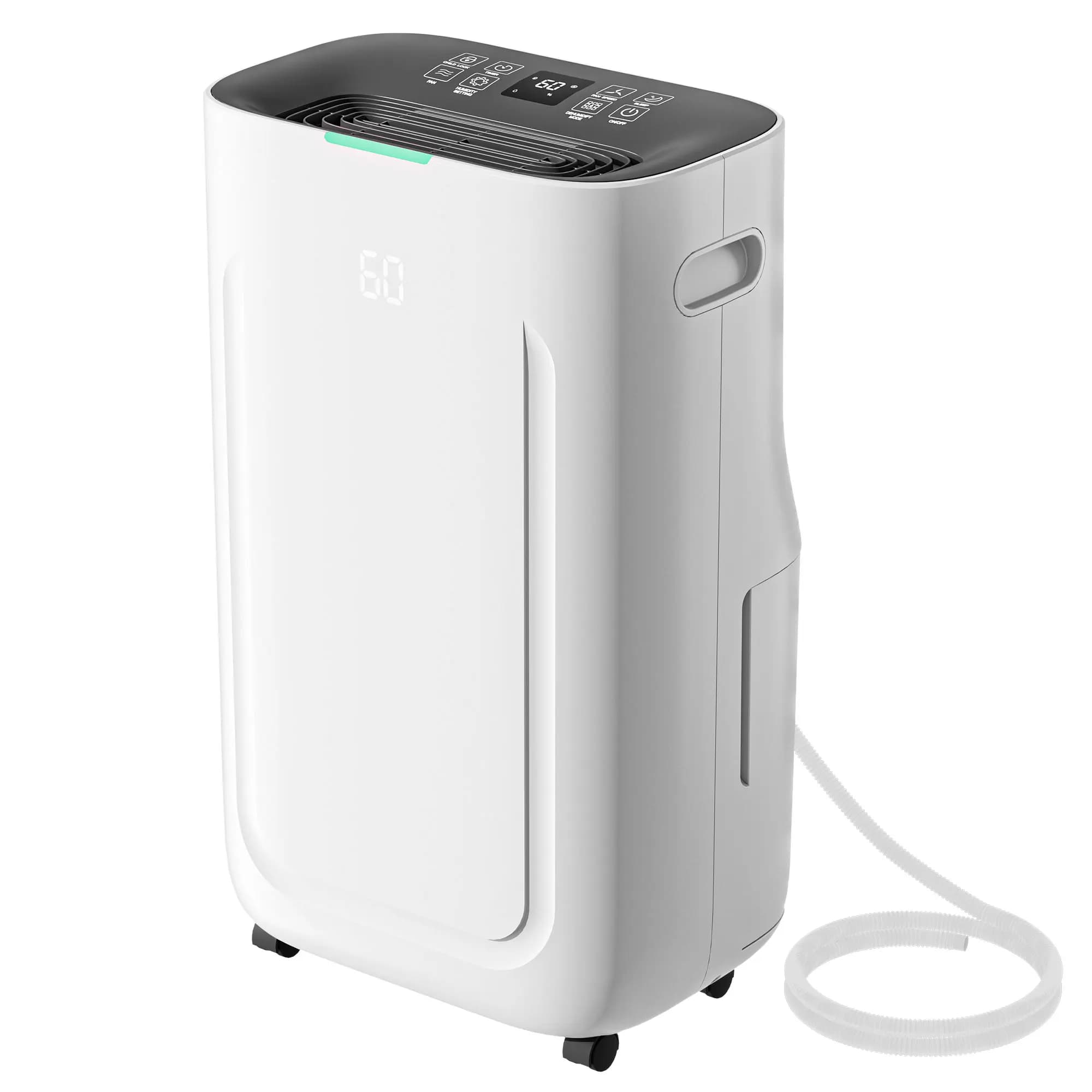 Rocyis 80 pinte (Nome DOE 25,4 pinte/giorno) 7.000 mq Deumidificatore per la casa, serbatoi d'acqua da 1,7 galloni (6,5 litri), scarico automatico o manua
