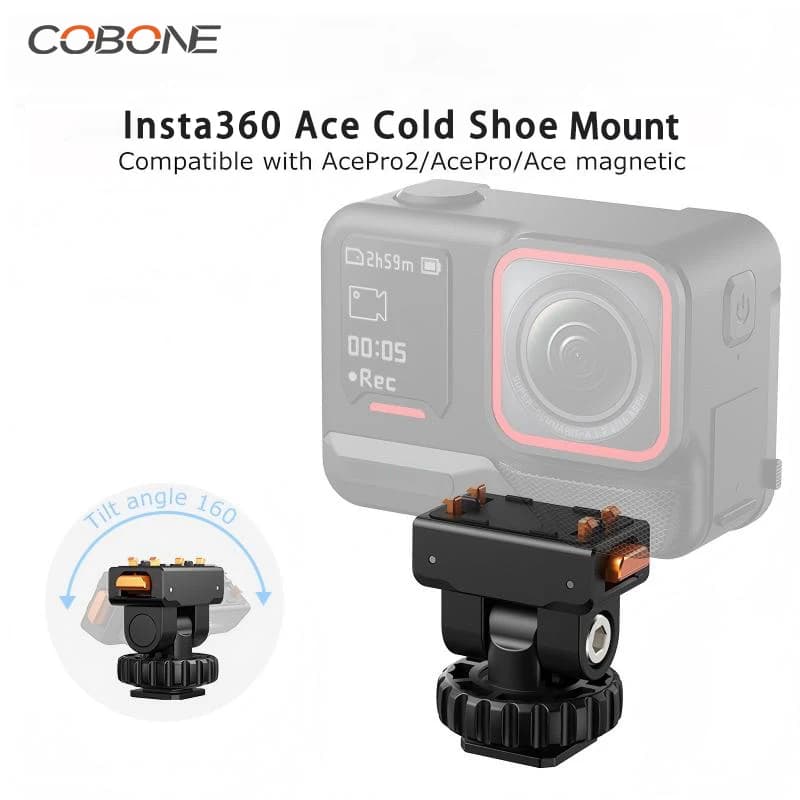COBONE Supporto Magnetico a Sgancio Rapido per Cold Shoe 160 ° Supporto Girevole con Adattatore 1/4" per Treppiede Insta360 Ace/Ace Pro/Ace Pro 2