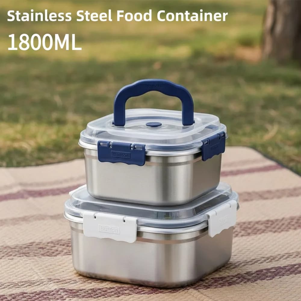 Contenitore per Alimenti in Acciaio Inox 304, Ermetico, Portatile, per Pranzo, Campeggio, Picnic, Ufficio