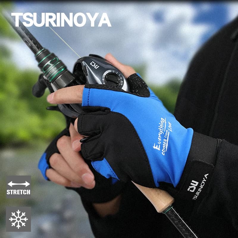 TSURINOYA Ice Fabric outdoor sport anti-slip fishing gloves breathable cycling bike camping hiking glove without fingers
